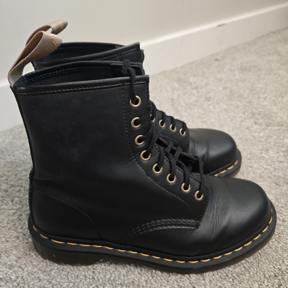 Doc Dr. Martens 14045 Black Combat Boots Women's Size 9 Men's 8 Vegan Air Wair